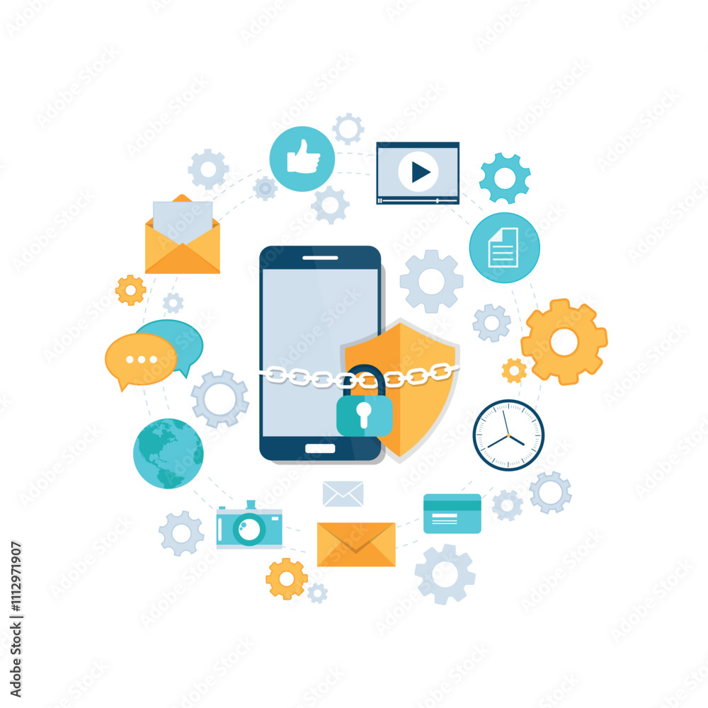 Data security concept. Flat vector illustration. Data security concept. Flat vector illustration.
