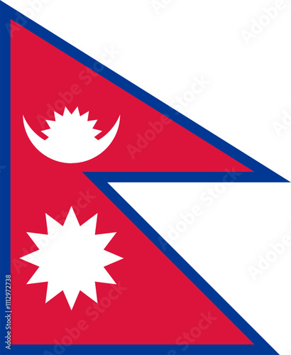 Nepal flag in official colors, dimensions and aspect ratio. Vector flag symbolizing national pride, identity, heritage, patriotism and authority