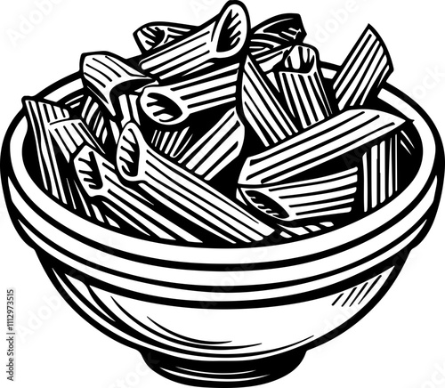 Illustration of Penne Pasta in a Bowl