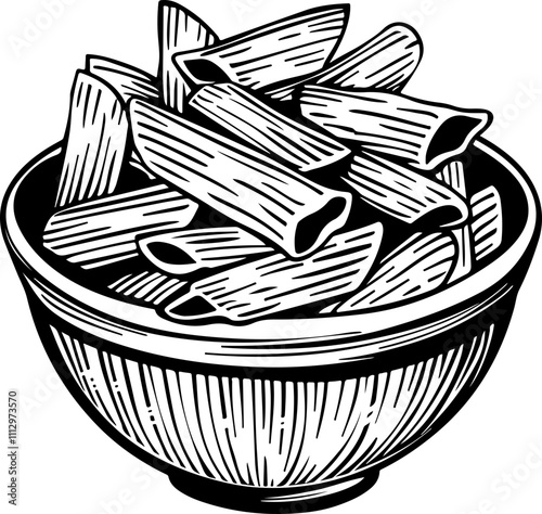 Illustration of Penne Pasta in a Bowl