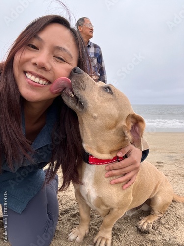 Ugc selfie dog licking owner