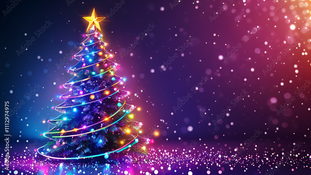 christmas tree on a colorful shiny background christmas tree on a colorful shiny background
