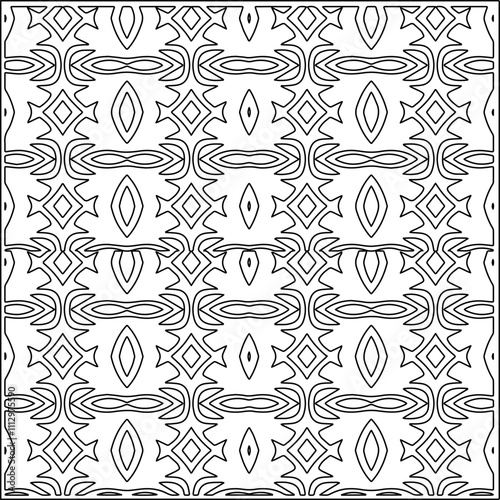 Abstract shapes.Patterns from lines.White wallpaper. Vector graphics for design, textile, decoration, cover, wallpaper, web background, wrapping paper, fabric, packaging. Repeating pattern.