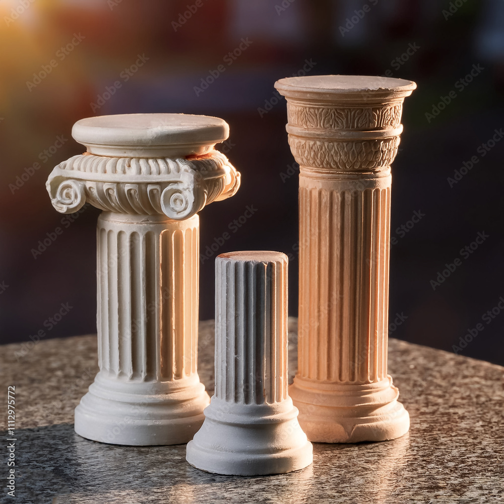 Replica of ancient pillars, doric and ionic Replica of ancient pillars, doric and ionic