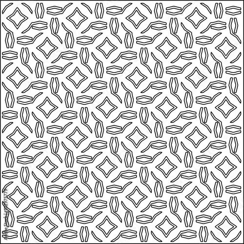 Abstract shapes.Patterns from lines.White wallpaper. Vector graphics for design, textile, decoration, cover, wallpaper, web background, wrapping paper, fabric, packaging. Repeating pattern.