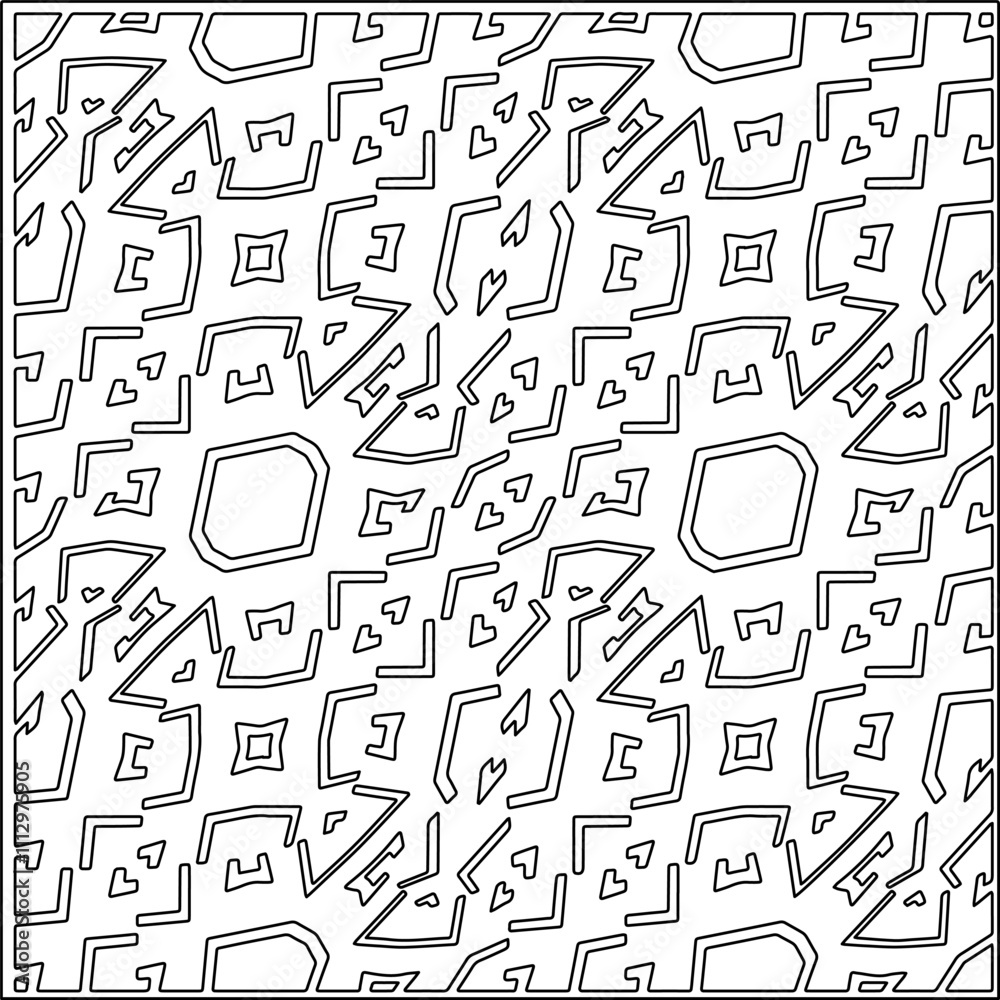 Fototapeta premium Abstract shapes.Patterns from lines.White wallpaper. Vector graphics for design, textile, decoration, cover, wallpaper, web background, wrapping paper, fabric, packaging. Repeating pattern.