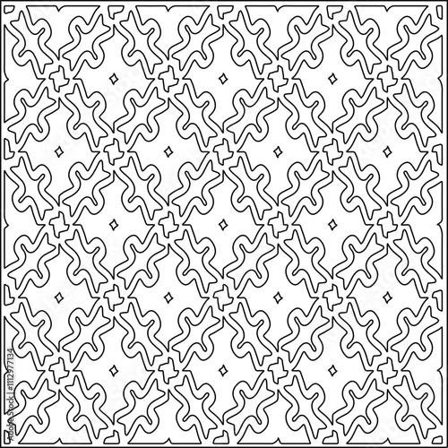 Abstract shapes.Patterns from lines.White wallpaper. Vector graphics for design, textile, decoration, cover, wallpaper, web background, wrapping paper, fabric, packaging. Repeating pattern.