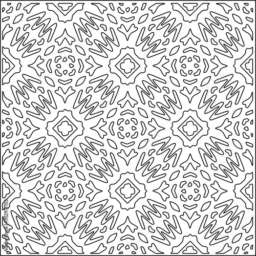 Abstract shapes.Patterns from lines.White wallpaper. Vector graphics for design, textile, decoration, cover, wallpaper, web background, wrapping paper, fabric, packaging. Repeating pattern.