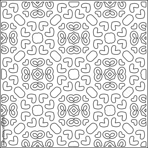 Abstract shapes.Patterns from lines.White wallpaper. Vector graphics for design, textile, decoration, cover, wallpaper, web background, wrapping paper, fabric, packaging. Repeating pattern.