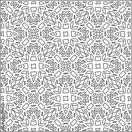 Abstract shapes.Patterns from lines.White wallpaper. Vector graphics for design, textile, decoration, cover, wallpaper, web background, wrapping paper, fabric, packaging. Repeating pattern.