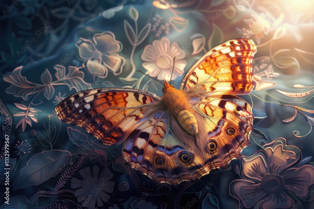 A colorful butterfly perched on a vibrant bed of flowers, great for nature-inspired designs and illustrations A colorful butterfly perched on a vibrant bed of flowers, great for nature-inspired designs and illustrations