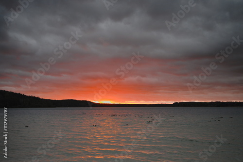 sunset over the lake