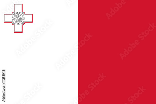 Malta flag in official colors, dimensions and aspect ratio. Vector flag symbolizing national pride, identity, heritage, patriotism and authority
