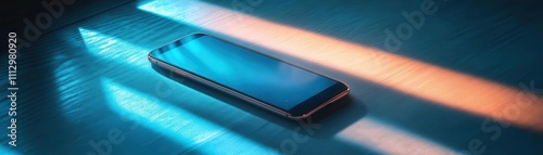 A symbolic glowing emotion recognition interface displayed on a smartphone, surrounded by filminspired shadows photo