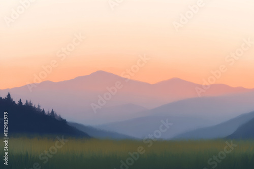 A mountain range with a beautiful sunset in the background