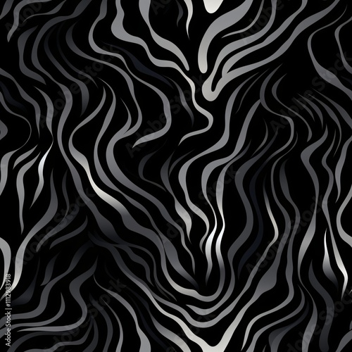 Distorted twisted black and white line background. Trippy strip psychedelic seamless pattern. Hypnotic optical illusion. Groovy abstract print. Trendy monochrome retro style photo