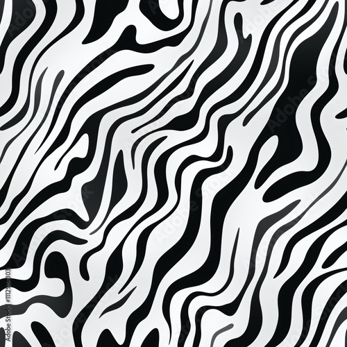 Distorted twisted black and white line background. Trippy strip psychedelic seamless pattern. Hypnotic optical illusion. Groovy abstract print. Trendy monochrome retro style photo