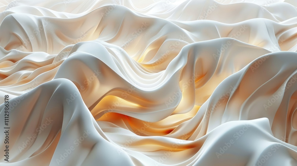 Fototapeta premium Abstract flowing beige and white fabric with light and shadow.