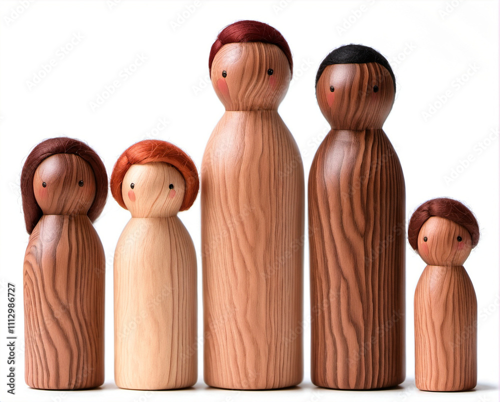 Peg doll two-dad rainbow family, 2 adults, 3 children Peg doll two-dad rainbow family, 2 adults, 3 children