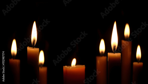 Burning candles in the darkness 2 isolated with white highlights, png