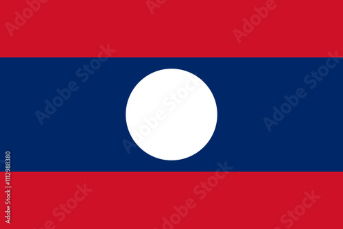 Laos flag in official colors, dimensions and aspect ratio. Vector flag symbolizing national pride, identity, heritage, patriotism and authority