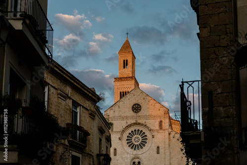 The tower of a church in Bari, Puglia in Italy