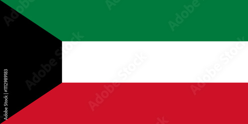 Kuwait flag in official colors, dimensions and aspect ratio. Vector flag symbolizing national pride, identity, heritage, patriotism and authority