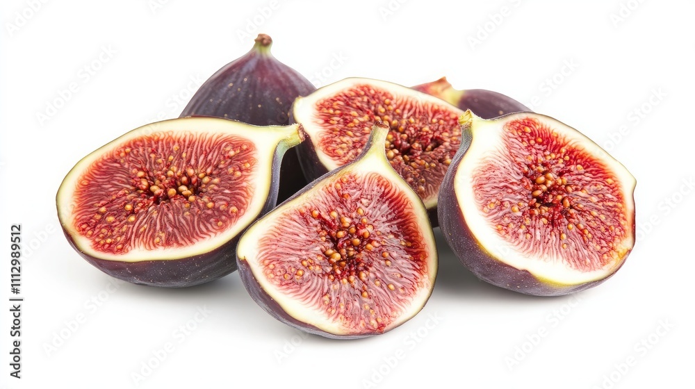 Close-up macro shot of ripe fig slices, showcasing their juicy texture.
Close-up macro shot of ripe fig slices, showcasing their juicy texture.