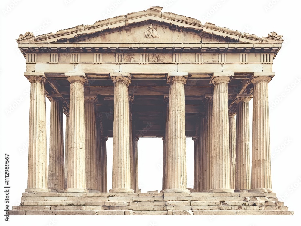 Obraz premium Ancient stone temple, columns, weathered facade.