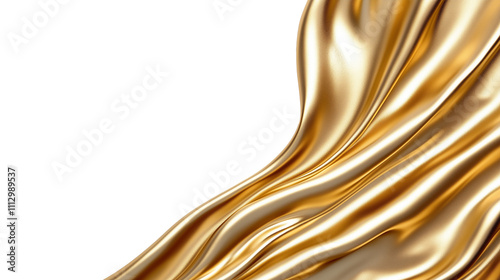 Gold Fabric Drape on Black Background Isolated on Transparent Background