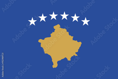 Kosovo flag in official colors, dimensions and aspect ratio. Vector flag symbolizing national pride, identity, heritage, patriotism and authority