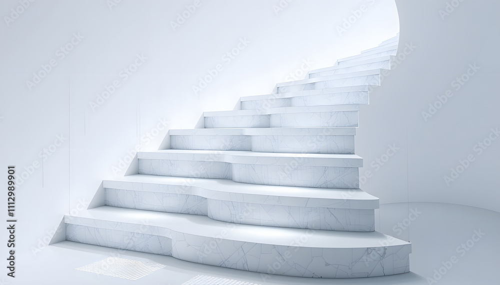 Floating stairs isolated with white highlights, png Floating stairs isolated with white highlights, png