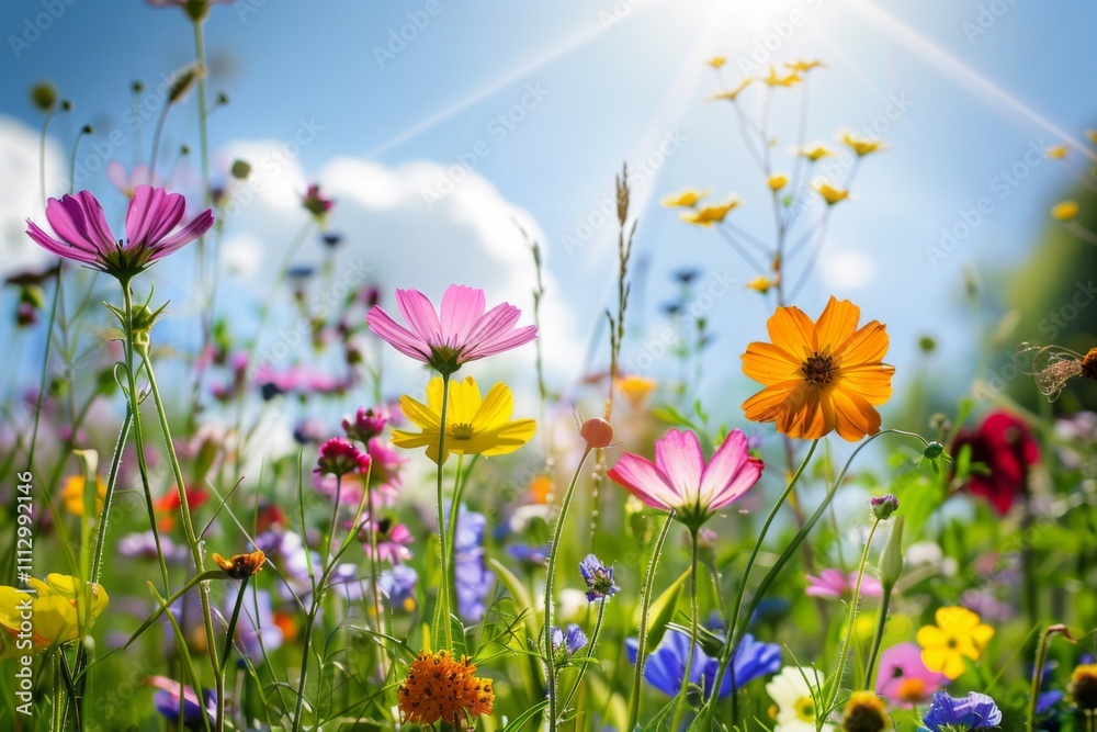 Illustration of a flower meadow in spring Illustration of a flower meadow in spring