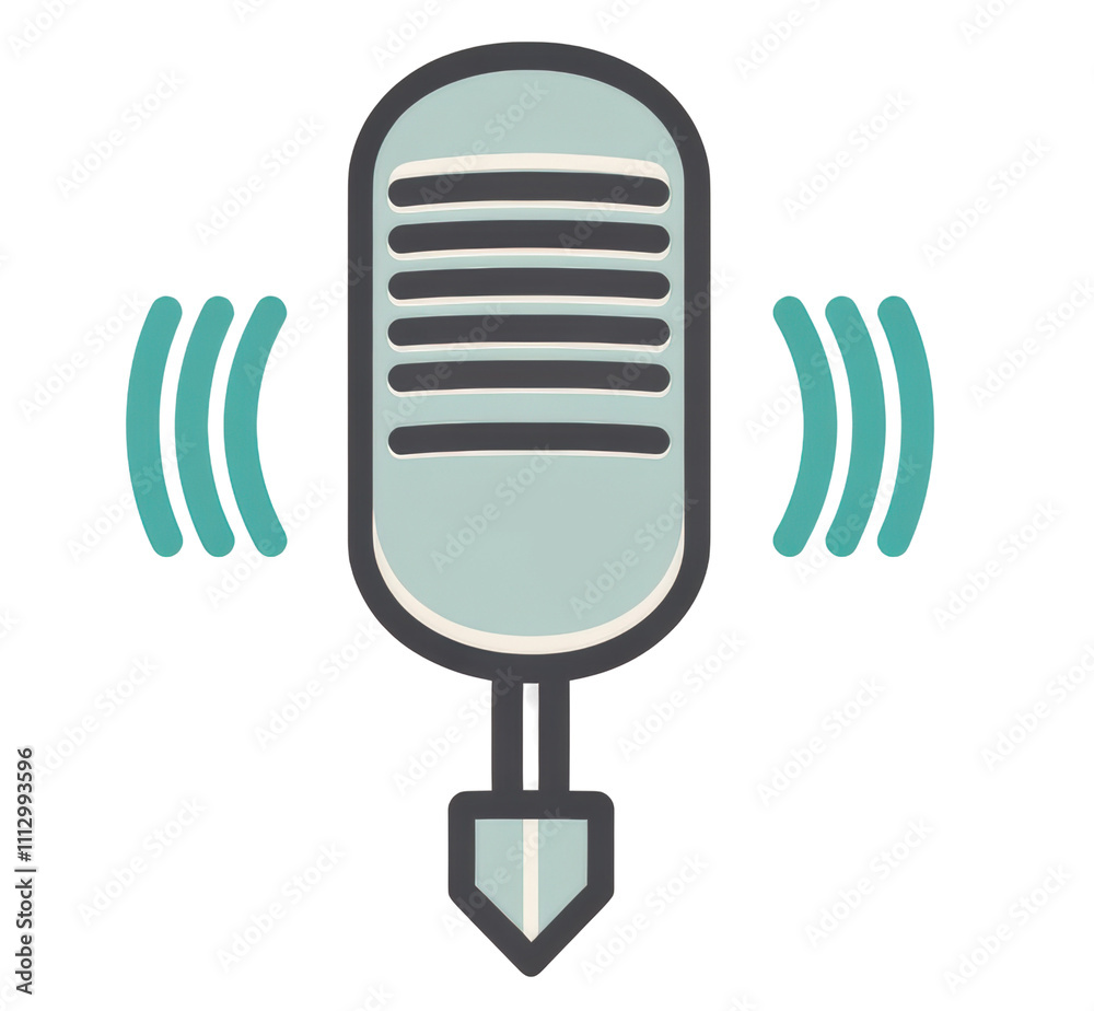 Transparent logo of microphone with sound waves coming out. Technological symbol. Transparent logo of microphone with sound waves coming out. Technological symbol.