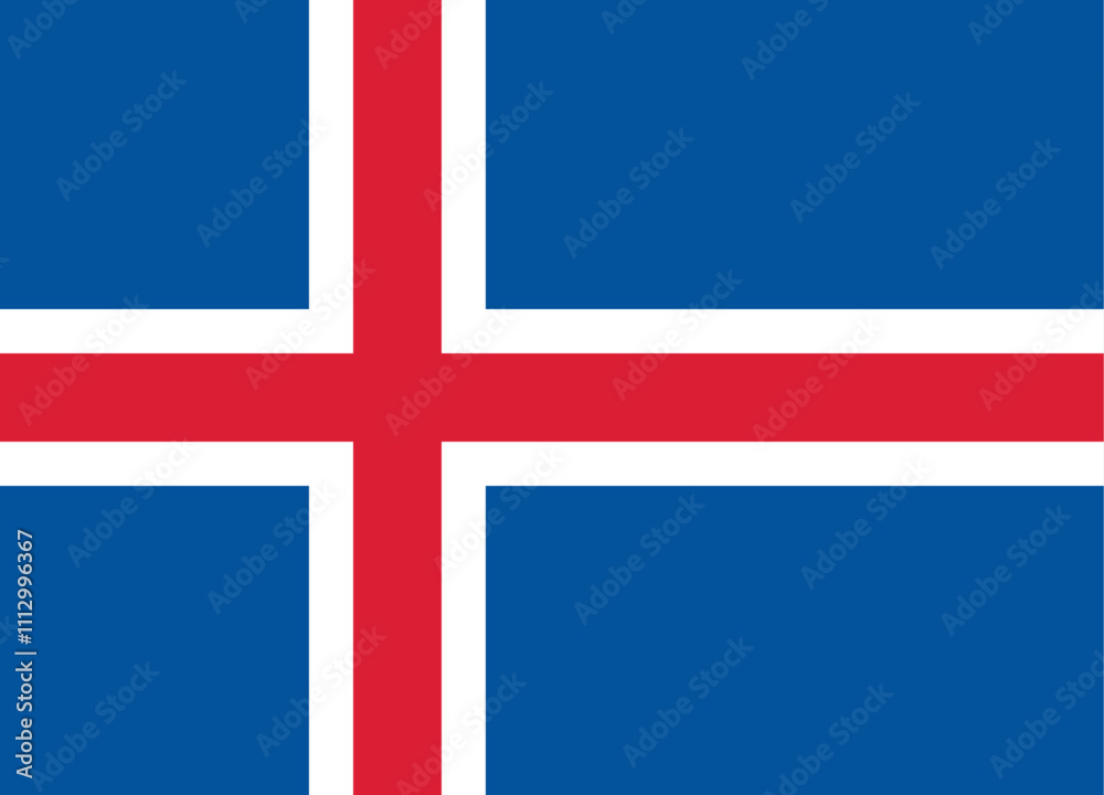 Iceland flag in official colors, dimensions and aspect ratio. Vector flag symbolizing national pride, identity, heritage, patriotism and authority Iceland flag in official colors, dimensions and aspect ratio. Vector flag symbolizing national pride, identity, heritage, patriotism and authority