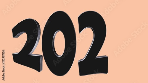 Year 2025 in Black Color on Light Red Color Background