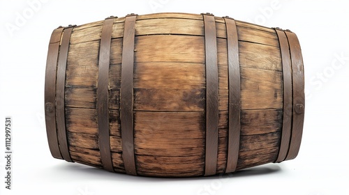 Traditional wooden barrel with aged oak texture, symbolizing vintage craftsmanship, storage, and artisanal winery or brewery design, Generative AI