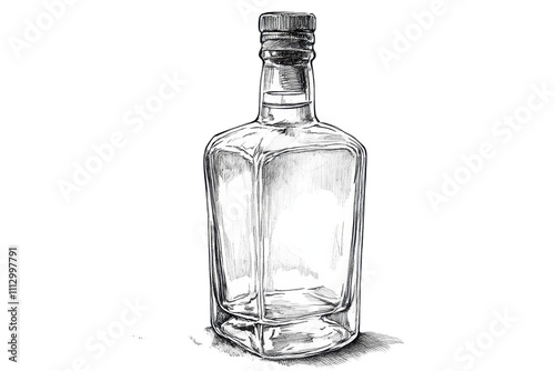 Obraz na płótnie Hand-drawn bottle on a minimalistic white background w salonie