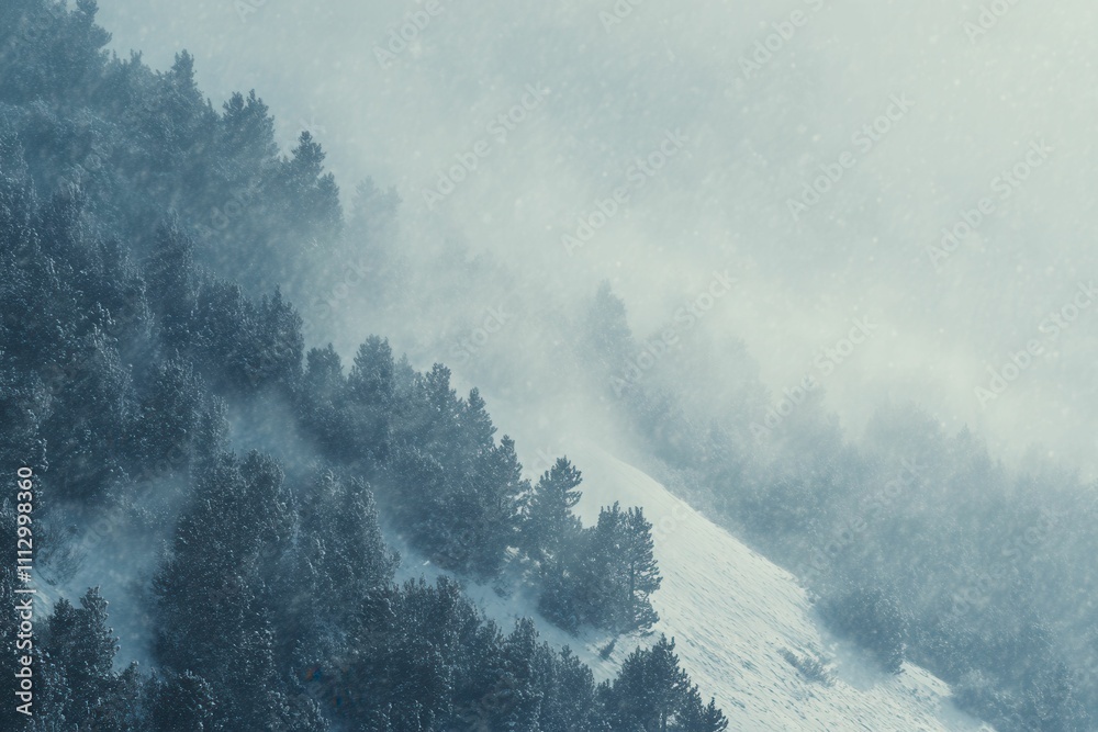Fototapeta premium Snow-dusted trees in a lovely winter scene, Carpathian Mountains, Ukraine, Europe, Christmas