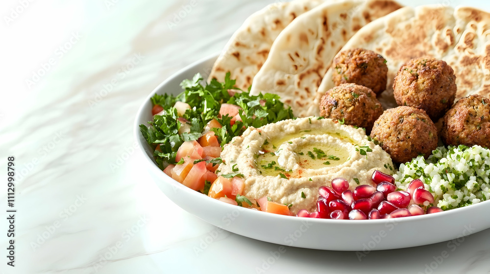 Middle Eastern Mezze Platter with Hummus, Falafel and Pita, Appetizer Photography Middle Eastern Mezze Platter with Hummus, Falafel and Pita, Appetizer Photography