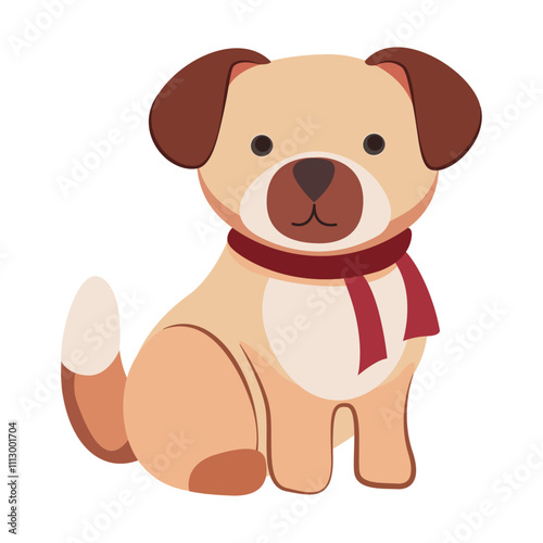 Dog, vector illustration. Domestic puppy isolated from background