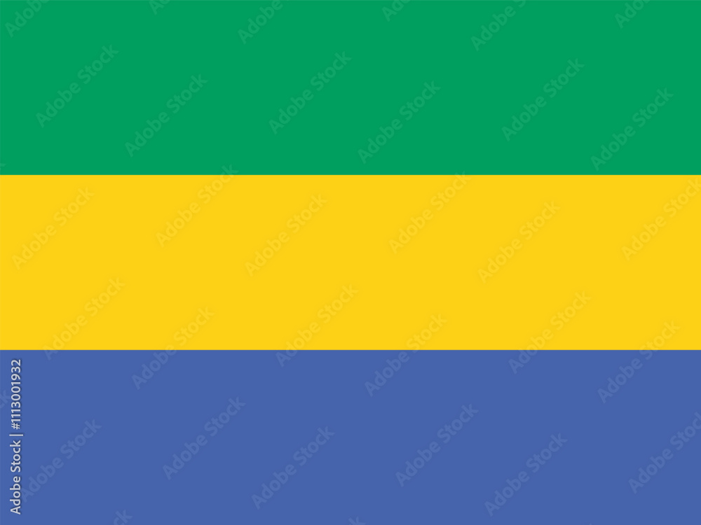 Gabon flag in official colors, dimensions and aspect ratio. Vector flag symbolizing national pride, identity, heritage, patriotism and authority Gabon flag in official colors, dimensions and aspect ratio. Vector flag symbolizing national pride, identity, heritage, patriotism and authority