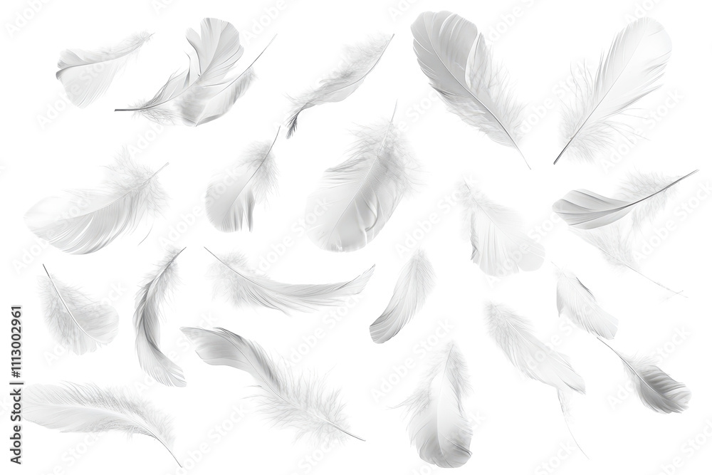 Set of feathers isolated on a white background Set of feathers isolated on a white background