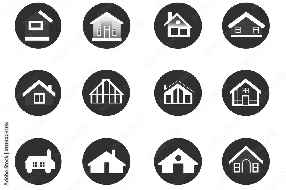 set of house icons simple icon isolated white background set of house icons simple icon isolated white background