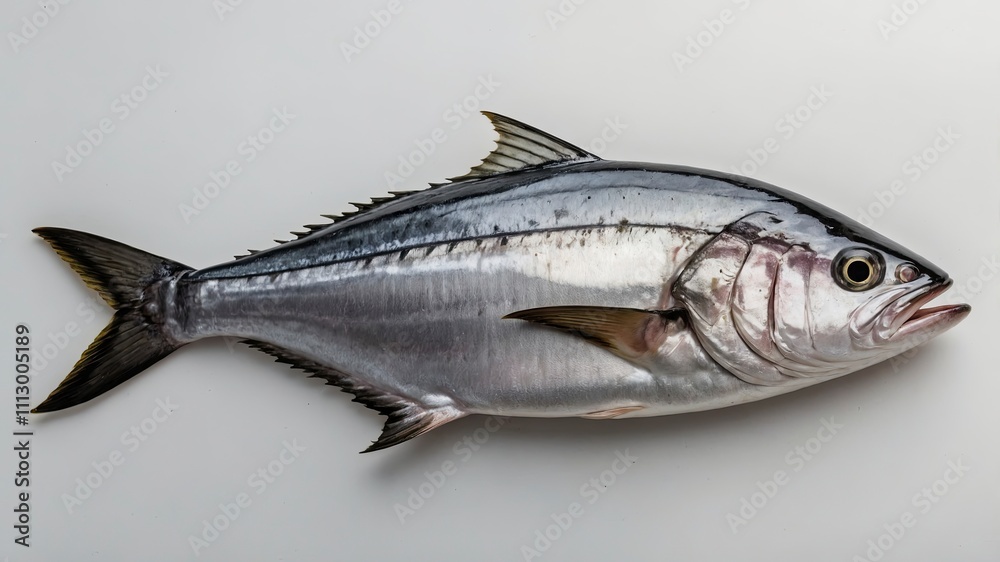 Naklejka premium Chopped fresh Kingfish, white background