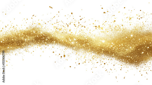 Explosion of golden dust particles transparent background