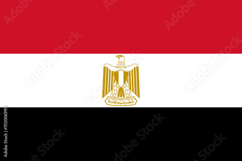 Egypt flag in official colors, dimensions and aspect ratio. Vector flag symbolizing national pride, identity, heritage, patriotism and authority