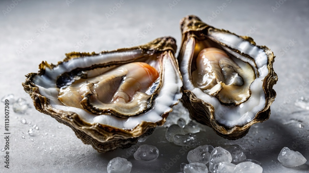 Fresh opened oyster on white background Fresh opened oyster on white background