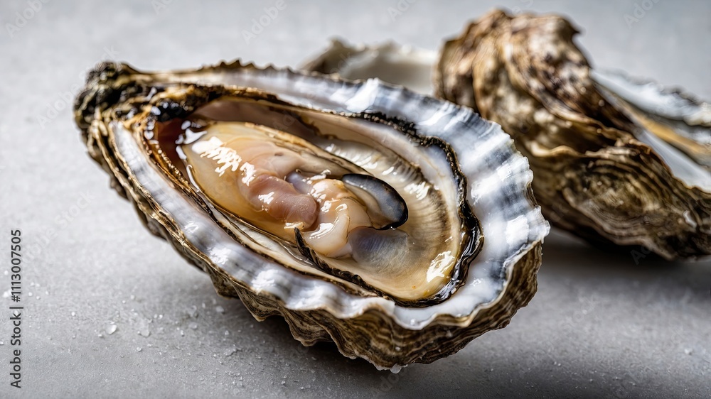 Fresh opened oyster on white background Fresh opened oyster on white background