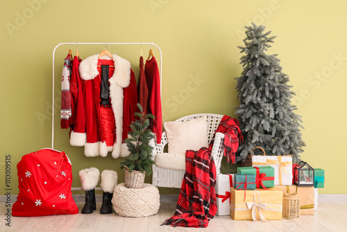 Interior of hall with Santa...